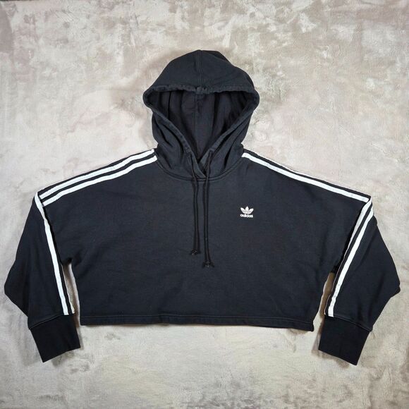 Adidas Originals Womens Adicolor Classics Cropped Hoodie Size S ED7554 Loose Fit - Picture 2 of 10